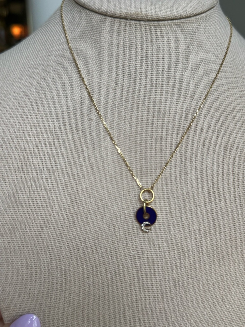 Foundrae Blue Crescent - Karma Disc Necklace - Picture 6 of 13